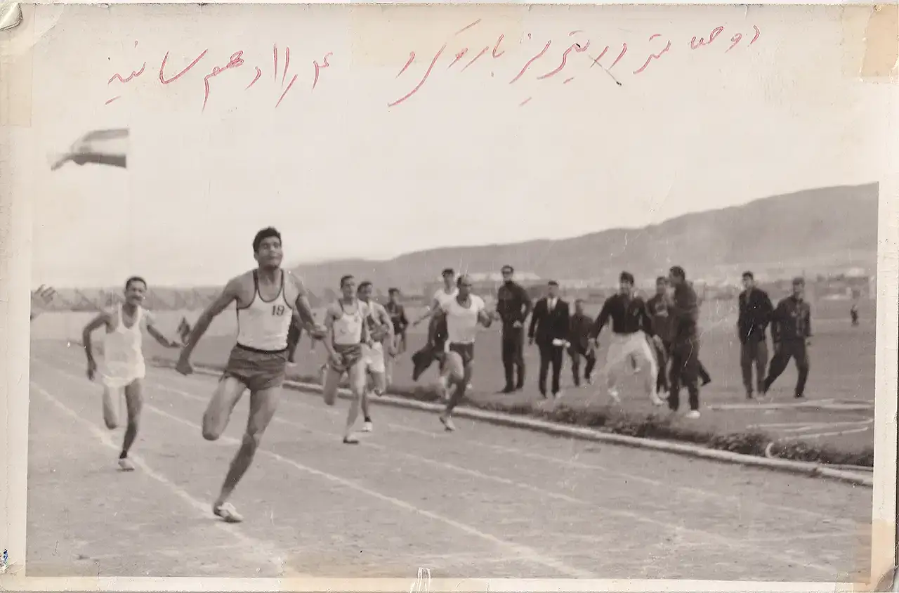 Manouchehr Shamshiri won first place in the 100-meter race in Tabriz with a record of 11.4 seconds at a track and field competition in the 1960s.